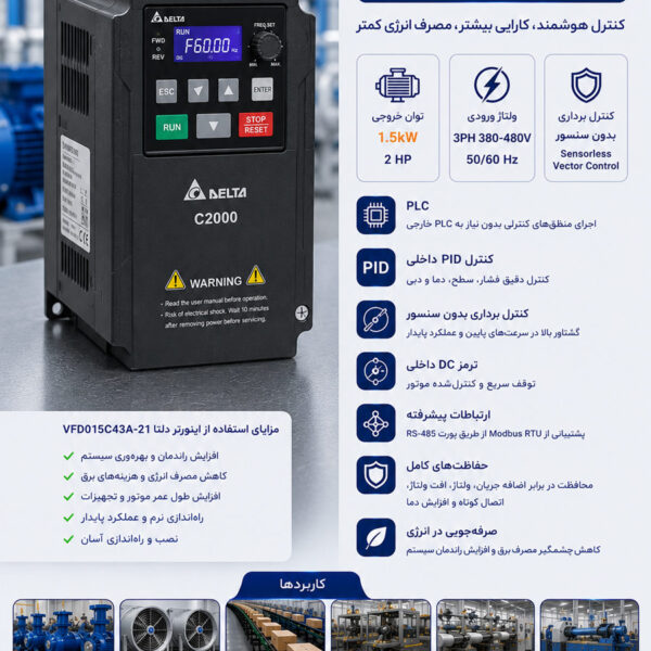 اینورتر سه فاز دلتا 1.5 کیلووات