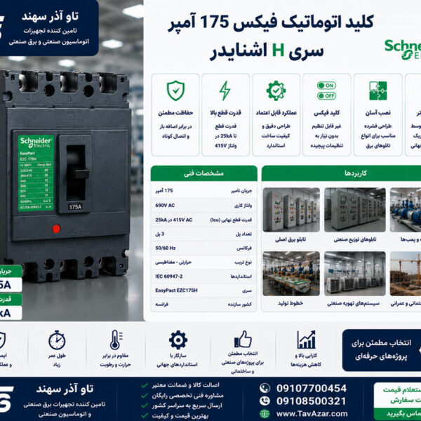 کلید اتوماتیک فیکس 175 آمپر سری H اشنایدر