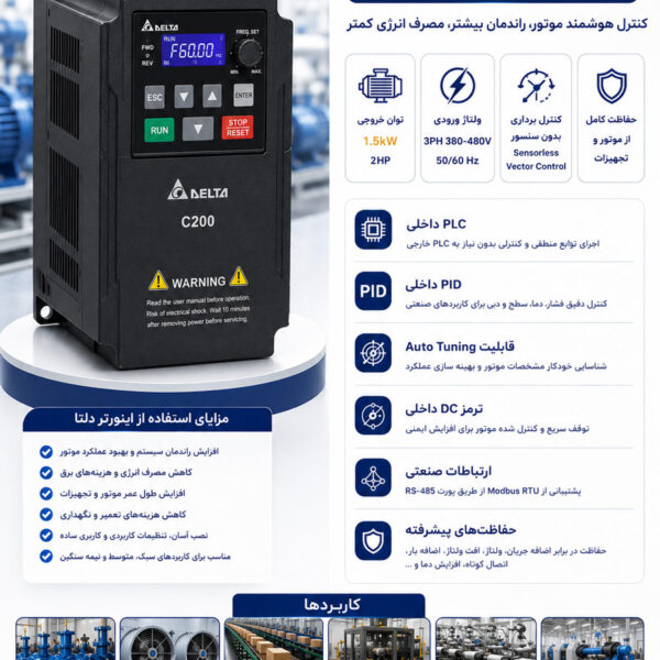اینورتر دلتا 1.5kW سه فاز